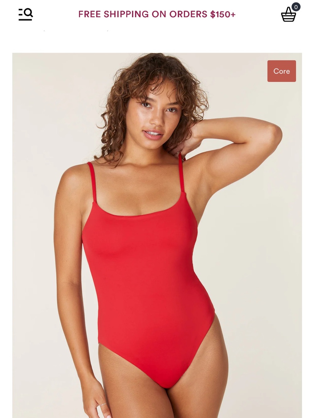 Andie the Jetties Cherry Red Scoop Neck Swim Top size Medium Like new
